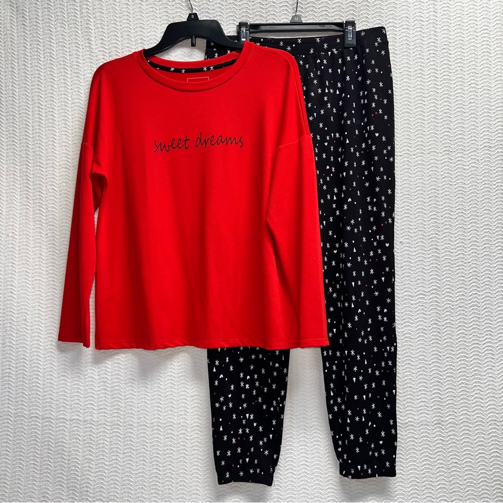 sonoma intimates / red and black sweet dreams loungewear pajama set size small